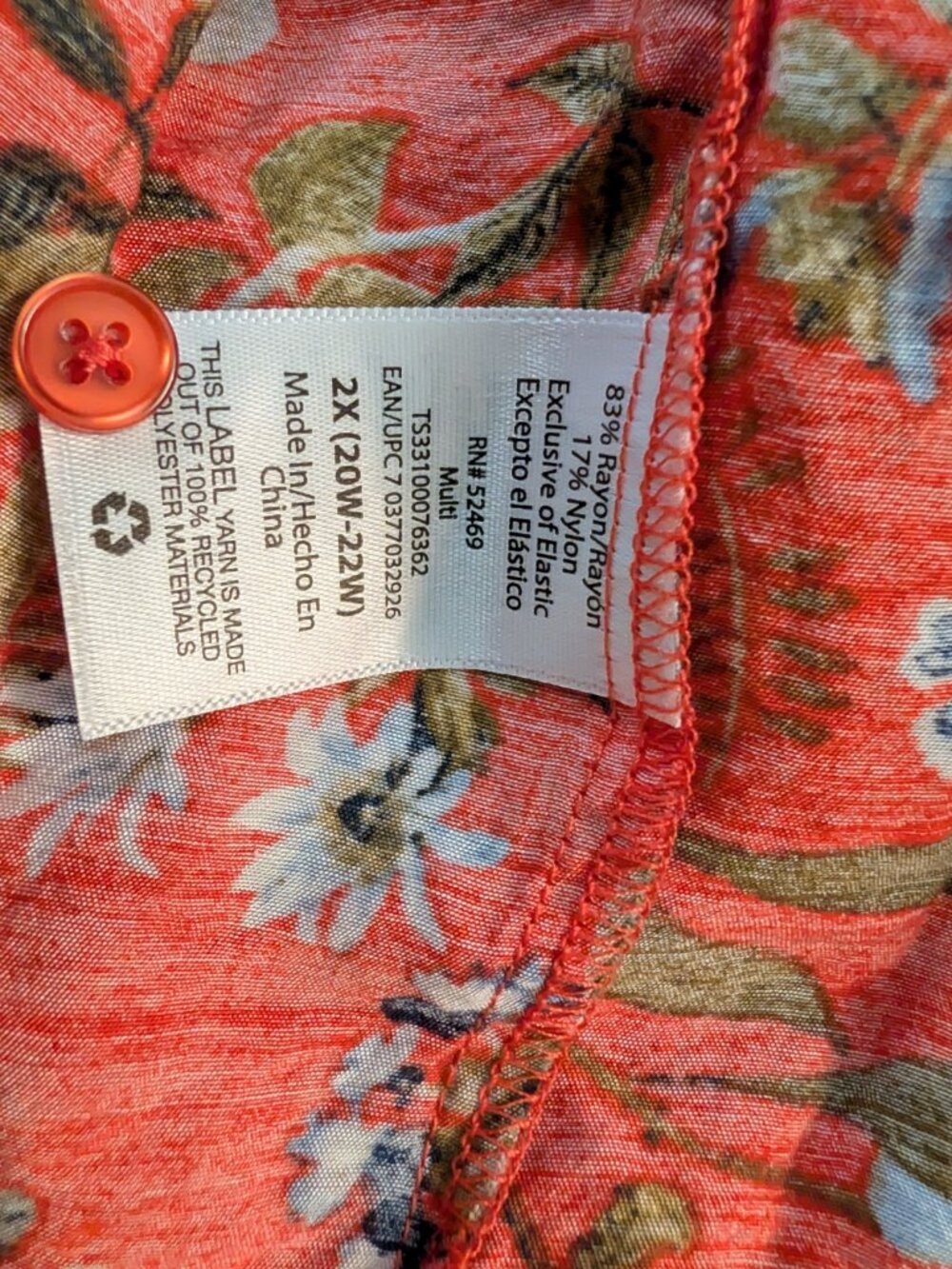 Terra & Sky Women’s 2X Red Floral Boho Tiered Tunic Dress Long Sleeve Plus Size - Picture 4 of 4